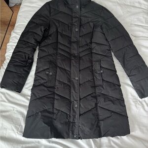 Tommy Hilfiger Black Long Puffer Coat Women’s Size Small Warm Winter Jacket